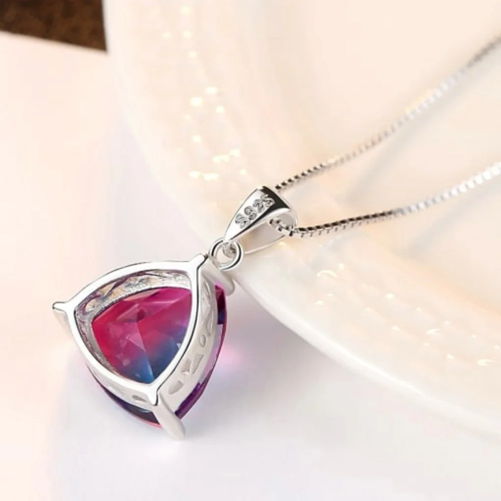 Solid Sterling silver Mystic Tourmaline Triangle earing